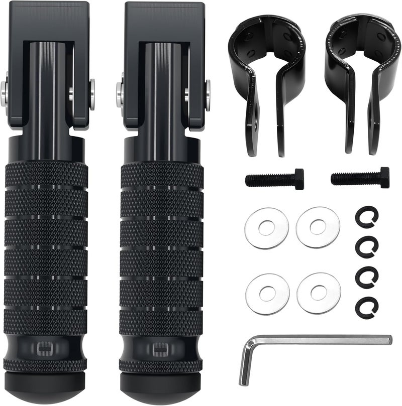 VUOZIP M8 Anti-Skid CNC Universal Motorcycle Foot Pegs Degree Foldable Footpegs Footrest,Upgrade Passenger Pedal For Mini Bike Dirt Pit Bike Electric Car Motorbike Honda Suzuki Yamaha Kawasaki(Black) - Image 1